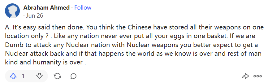 反华讨论：能否同LOL押注正规APP时发射大规模洲际导弹摧毁中国所有核武器